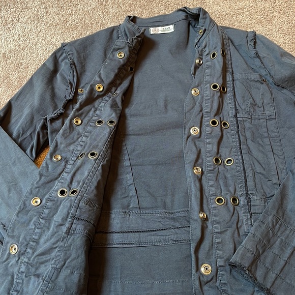 Navy blue jacket by XCVI with bronze gold hardware , stylish , size s - Picture 4 of 6